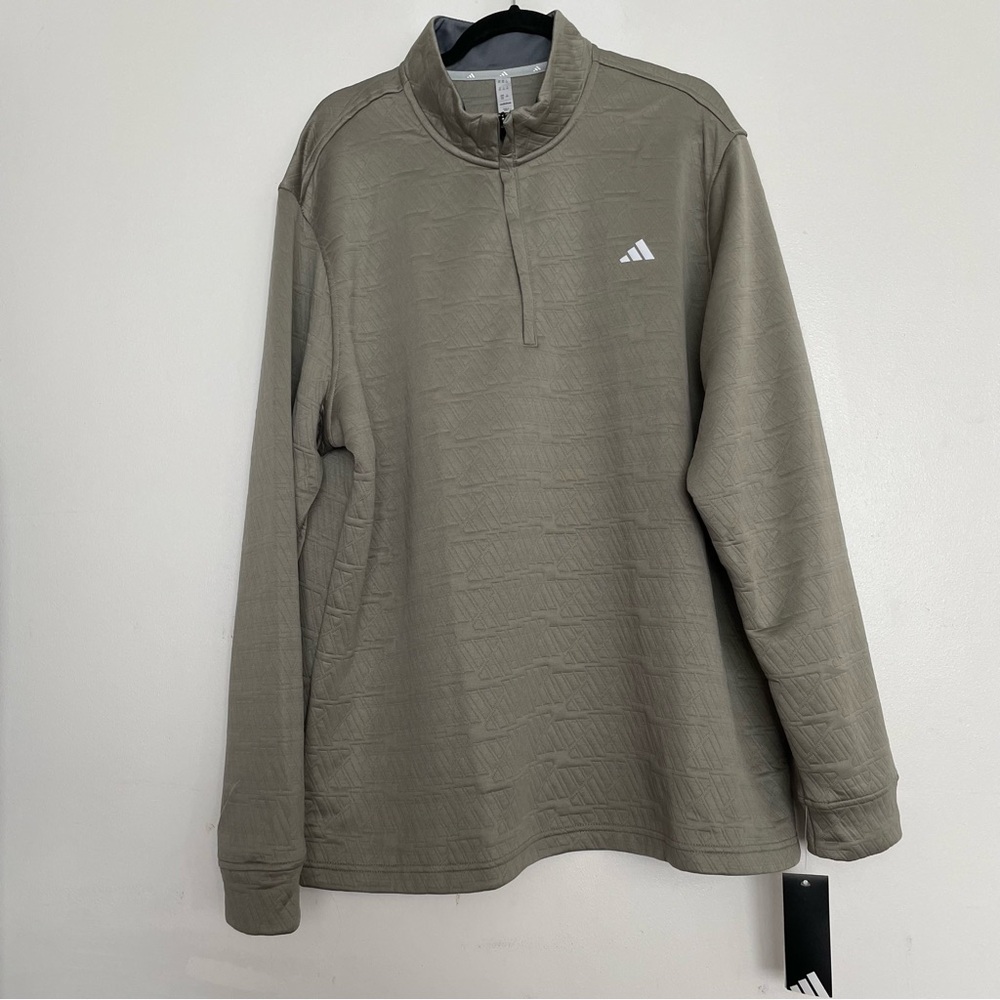 Men’s Adidas Adi Pattern 1/4 Zip Sweatshirt Silver PBL Size 2XL